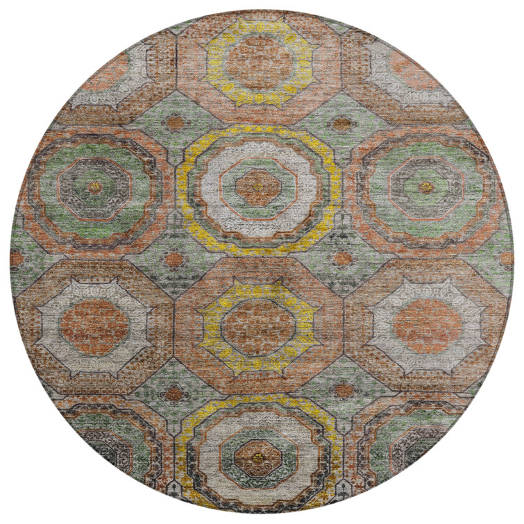Machine Washable Indoor/Outdoor Xhevrie Sage Rug