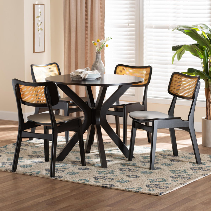 Ensemble repas pour 4 personnes Branoon, Noir, Noir/naturel