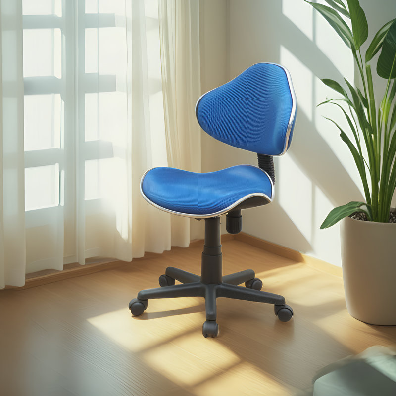 Chaise de bureau pivotante à 360 ° Aldous avec dossier en filet et hauteur réglable, Bleu