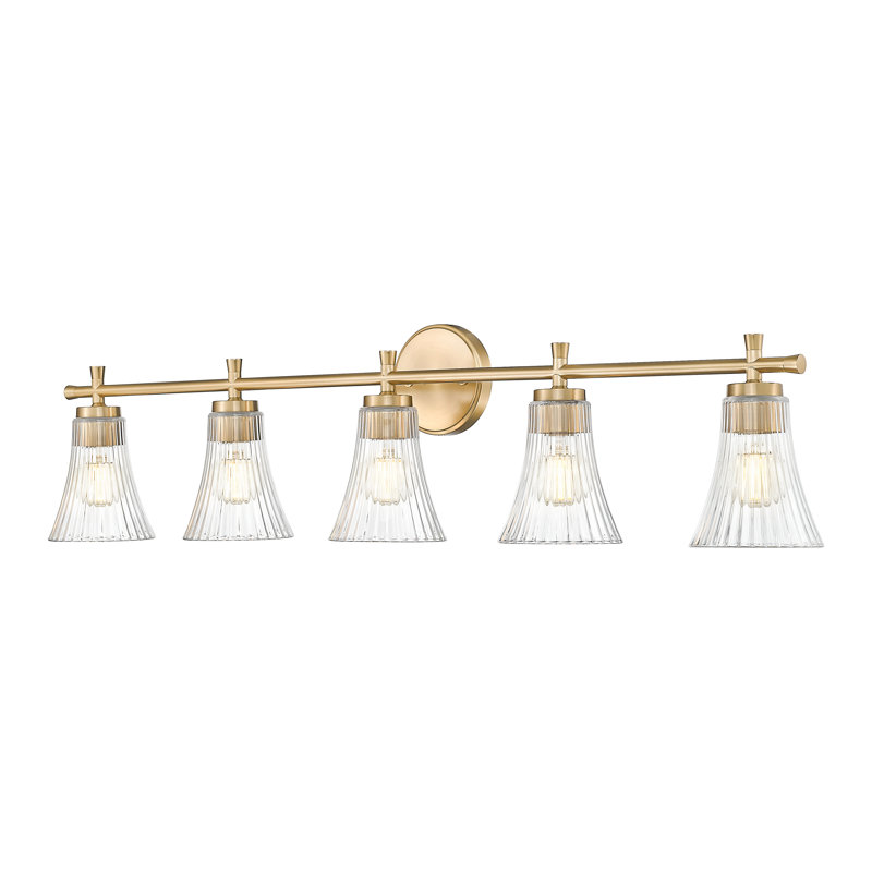 Coiffeuse Maston, H 10 po x l 42 po x P 6,75 po, Doré, 5 lumières