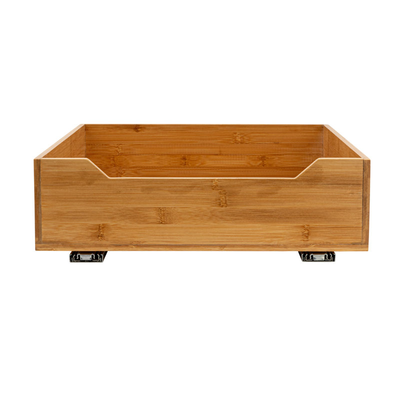 Glidez Bamboo and Steel Pull-Out/Slide-Out Storage Organizer for Under Cabinet Use - 1-Tier Design - Fits Standard Size Cabinet or Shelf, Natural