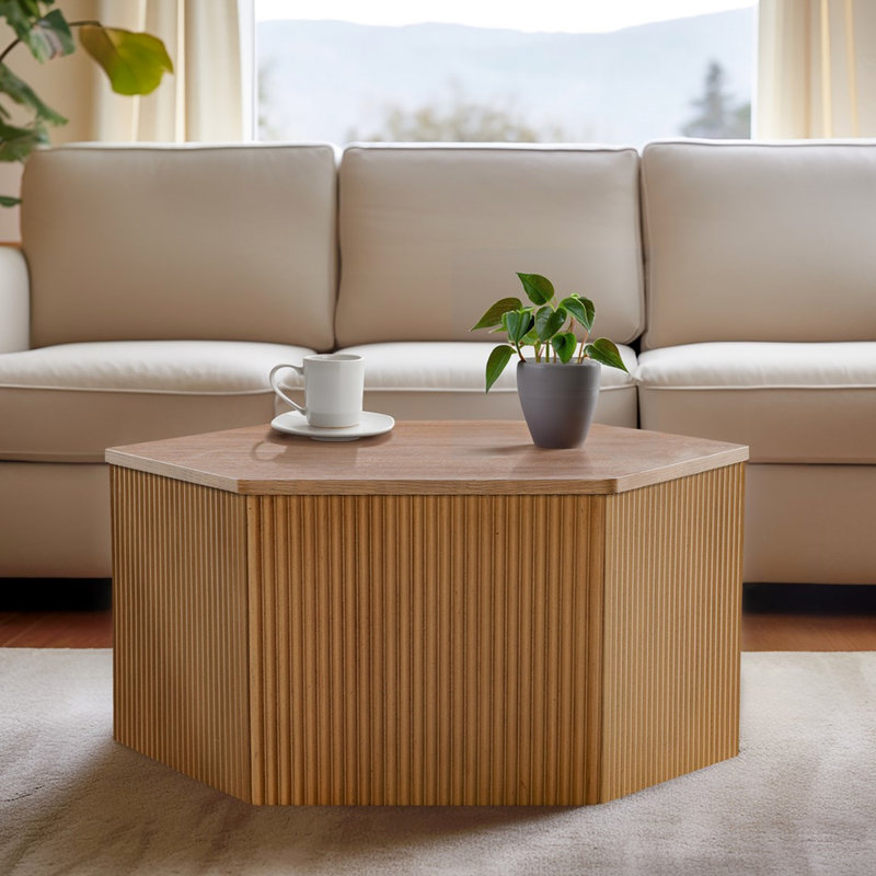 Console à grain hexagonal visible, bois massif, mobilier fonctionnel