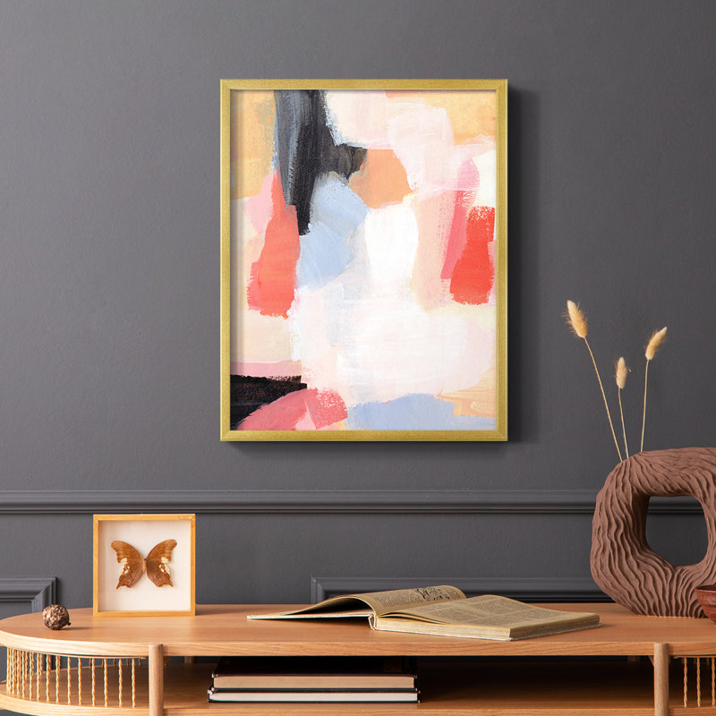 Aerial Scarlet II Framed Print - Solid Wood, Gold, 14" H x 11" W