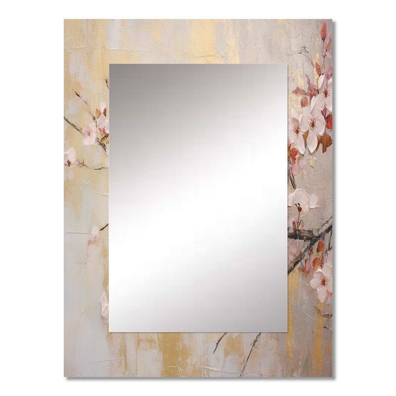 Apple Blossom Harmony III - miroir mural décoratif en fleurs, miroir traditionnel, art imprimé, 32 po x 24 po