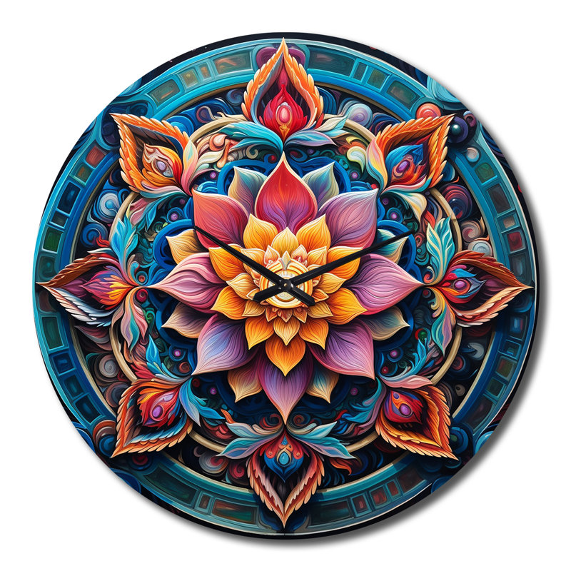 Horloge murale antique en métal Mandala, Grand