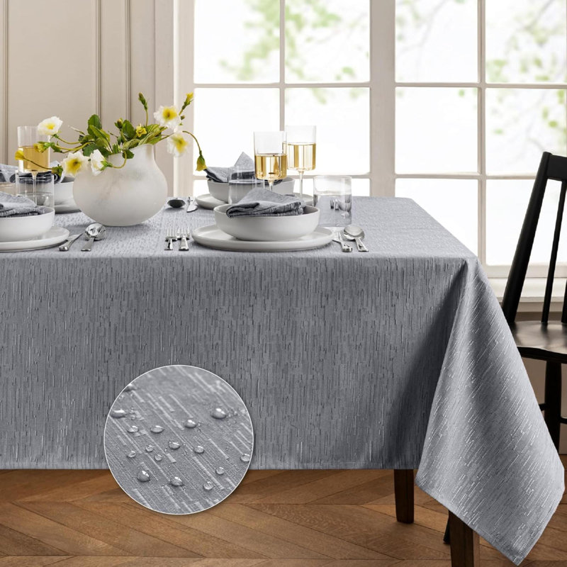 Gray Square Water-Resistant Polyester Tablecloth