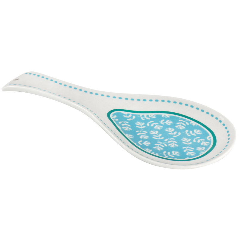 Village Vines Blue Ceramic Floral Serving Spoon Rest