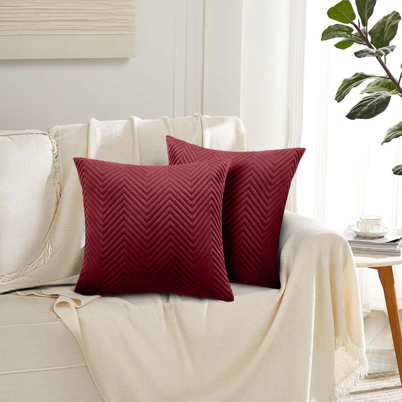 Chevron Square Cushion Pad, Burgundy