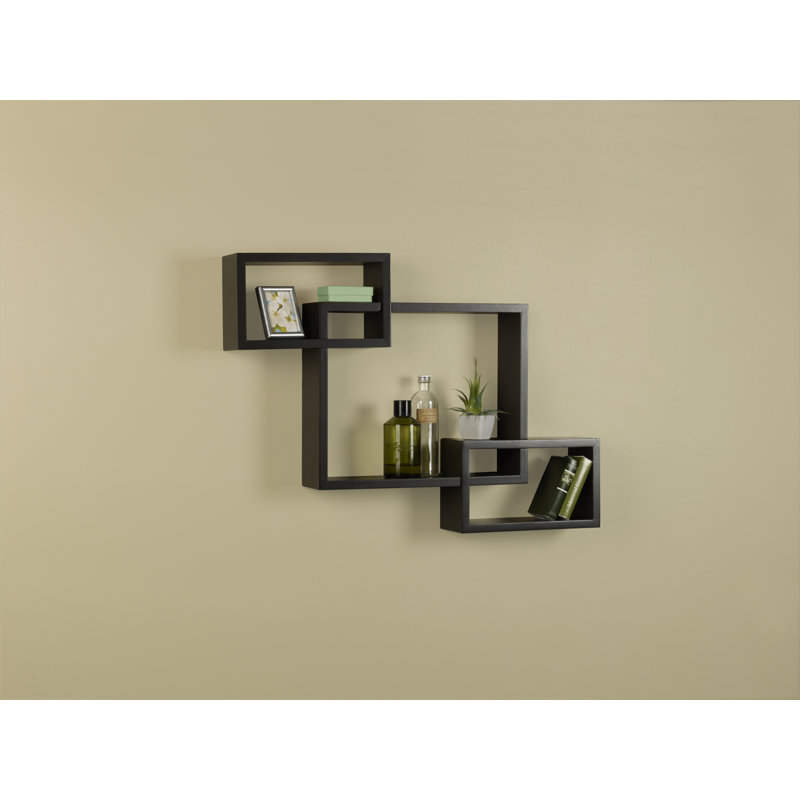 Melannco Interlocking Shelves 3 Piece Wall Shelf Set, Dark Espresso