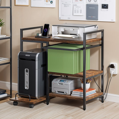 27.6'' H x 28.2'' W Mobile Printer Stand Office Cart with Wheels