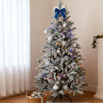 Arbre de Noël articulé 6 pi, arbre de Noël artificiel floqué avec 1401 pointes de neige, assemblage facile, pour un décor de Noël festif