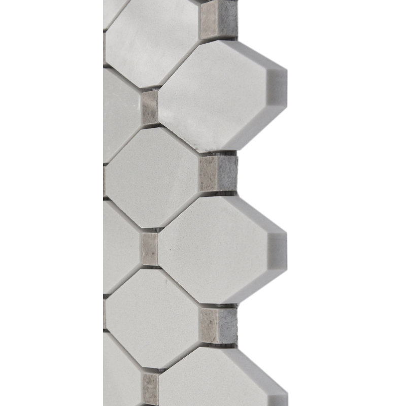Carreau de mosaïque en pierre naturelle Chevy, Gris / Blanc