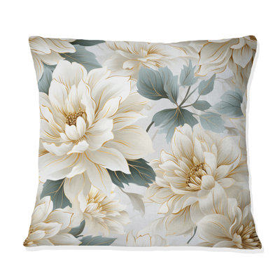 Coussin décoratif blanc à motif floral de mandalas et bohème II