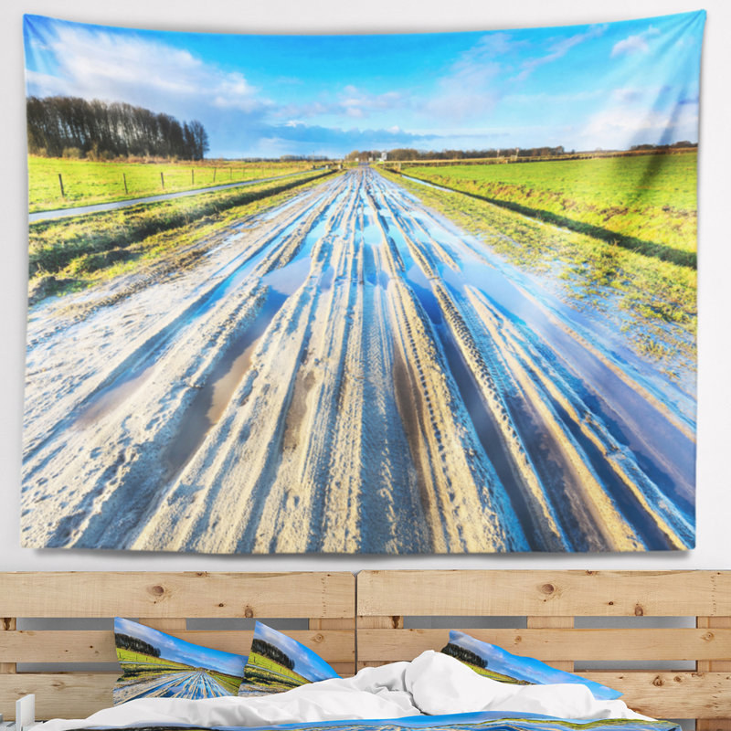 Tapisserie murale paysage de sable boueux de la journée ensoleillée, H 78 po x l 92 po