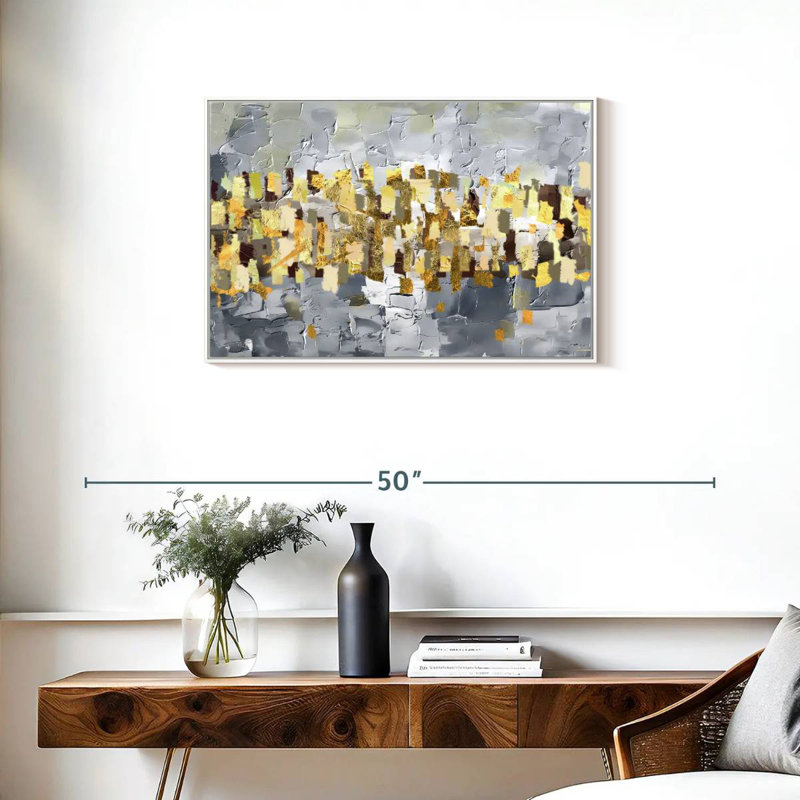 Or et argent Leota, Cadre flottant blanc, 31 po x 21 po