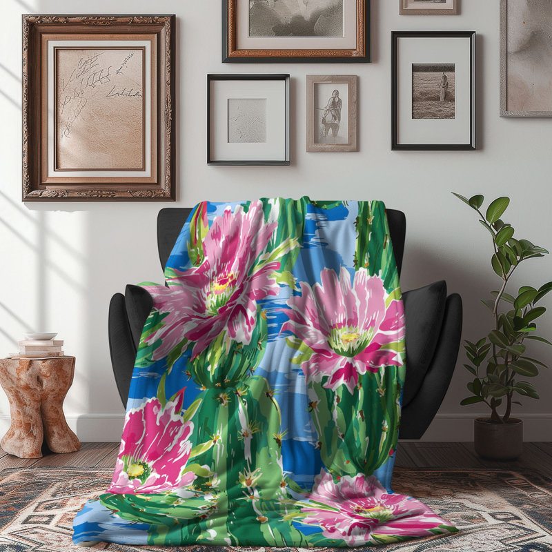Desert Plants - Couverture sherpa de qualité supérieure 1 pièce, L 60 po x L 80 po