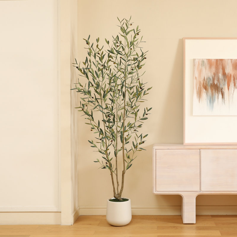 Olive artificielle Adcock avec pot rond, H 84 po x l 28 po x P 28 po