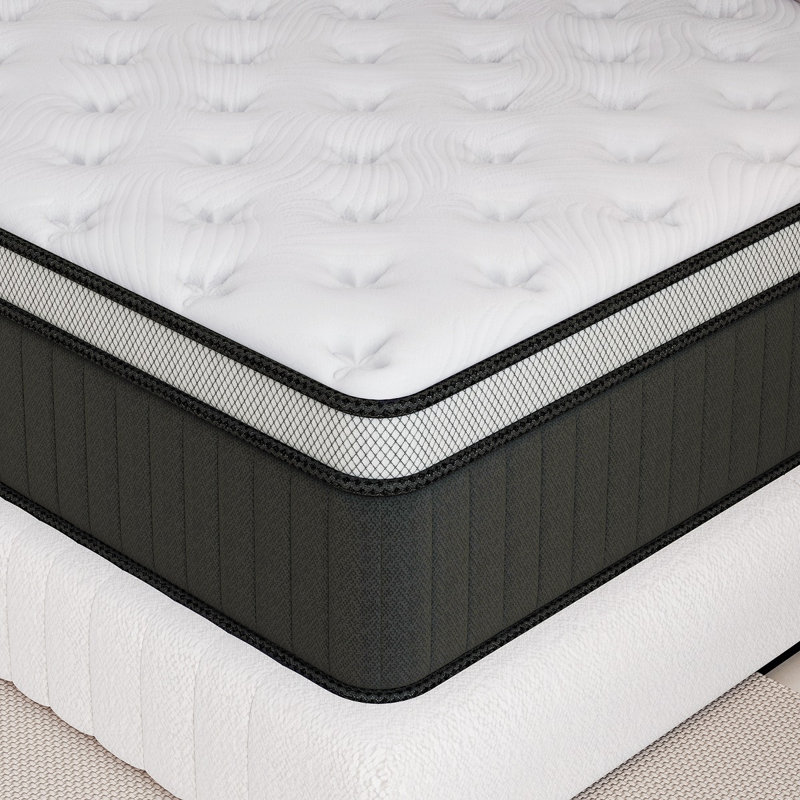 Matelas double de 35,5 cm (14 pouces), matelas hybride à mémoire de forme et ressorts, fermeté moyenne, soulagement des points de pression, livré en boîte, convient aux chambres à coucher et aux hôtels.