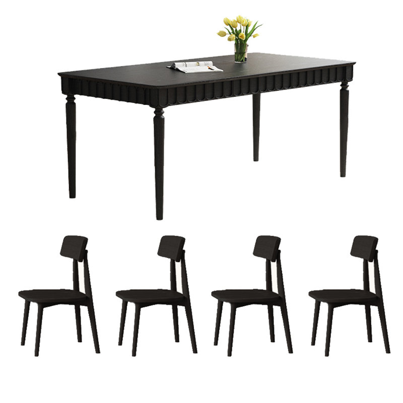 Ensemble de table de salle à manger Vintage, Noir, noir, noir, noir, H 29,53 po x L 62,99 po x l 31,5 po