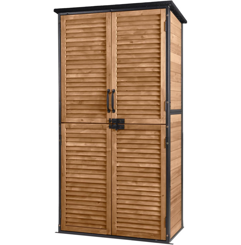 Outdoor Storage Cabinet Upgraded with Metal Frame Durable Storage Shed with Floor and Adjustable Shevels Waterproof Garden Tool Shed