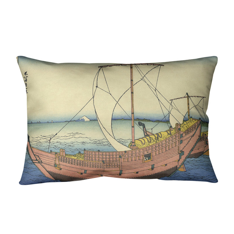 Coussin lombaire en lin kazusa sea route, bleu