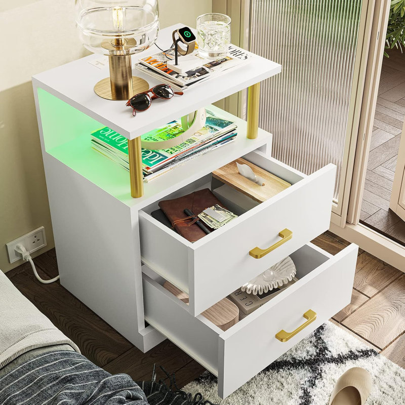 Adallyn Led Nightstand, White