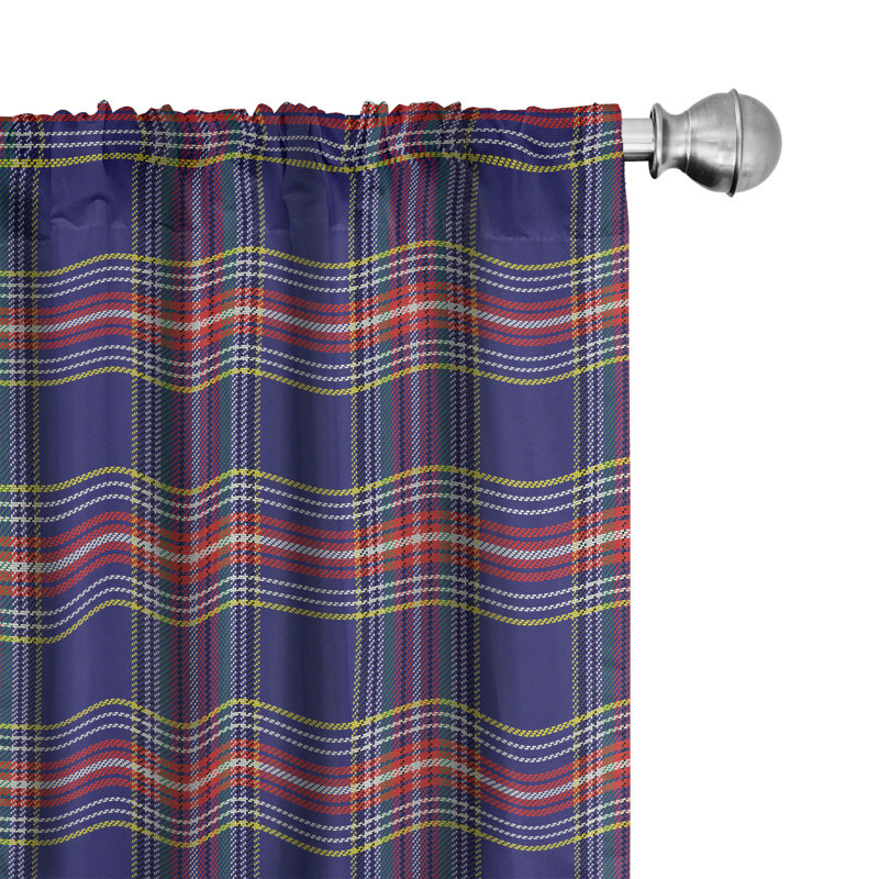 Plaid Semi-Sheer Rod Pocket Curtain Panels, 28" W x 95" L
