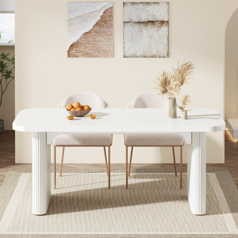 Johen 62.99'' L x 31.5'' W Rectangular Dining Table with Engineered Wood Tabletop, White