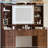 43.5"W Fluted Vanity Desk with Mirror and Lights, Makeup Table with Charging Station & Mobile Mirror, Modern Dressing Table with 5 Drawers and 2 CabinetsWalnut for Women Girls Bedroom-129743834