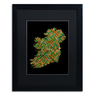 « ireland city text map », impression encadrée