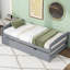 Lit plateforme simple avec structure en bois massif et lit gigogne simple - Lit compact pour chambre d'amis, gris-444856383