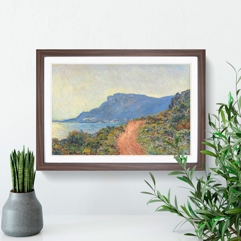 La Corniche Near Monaco by Claude Monet - Framed Print, Walnut Framed, 65cm H x 90cm W x 2cm D