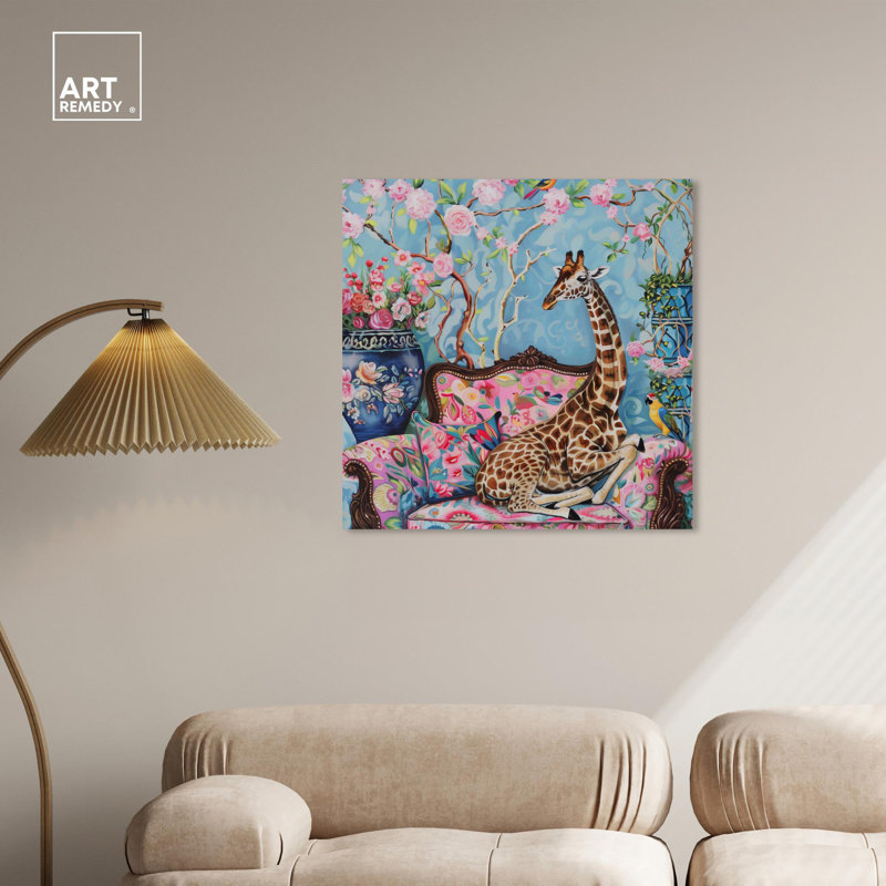 «Lounging Giraffe Canvas» par Art Remedy, Toile tendue, H 30 po x l 30 po