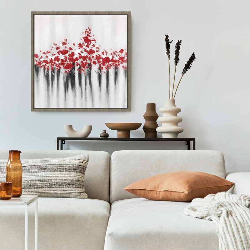 Toile grise à formes abstraites | Falling Red Dot Home Decor