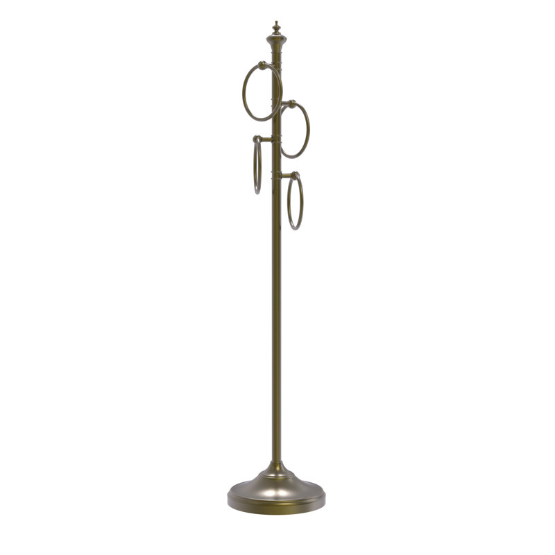Gober Freestanding Towel Stand, Antique Brass