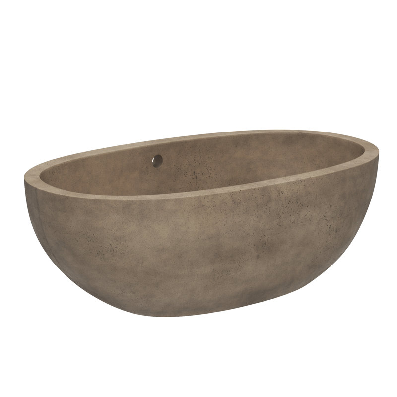 Avalon NativeStone Freestanding Soaking Cement Bathtub, 21" H x 36" W x 62" L, Earth