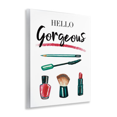 Hello Gorgeous with Makeup Wall Plaque Art by Elizabeth Tyndall