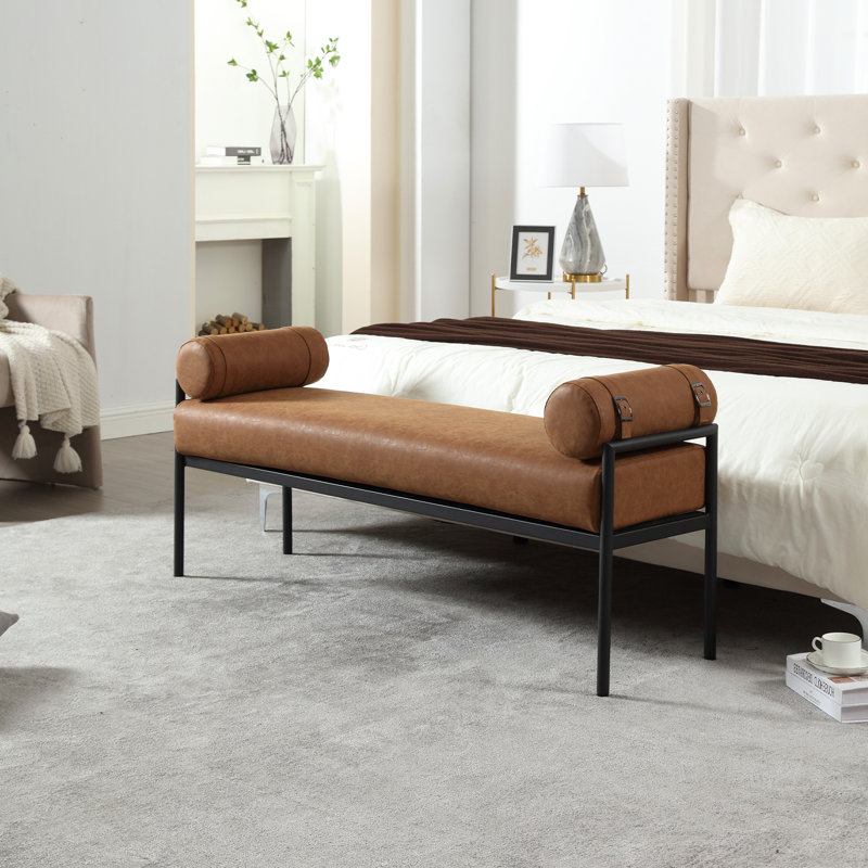 Repose-pieds Banc rembourré pour chambre à coucher, Brun