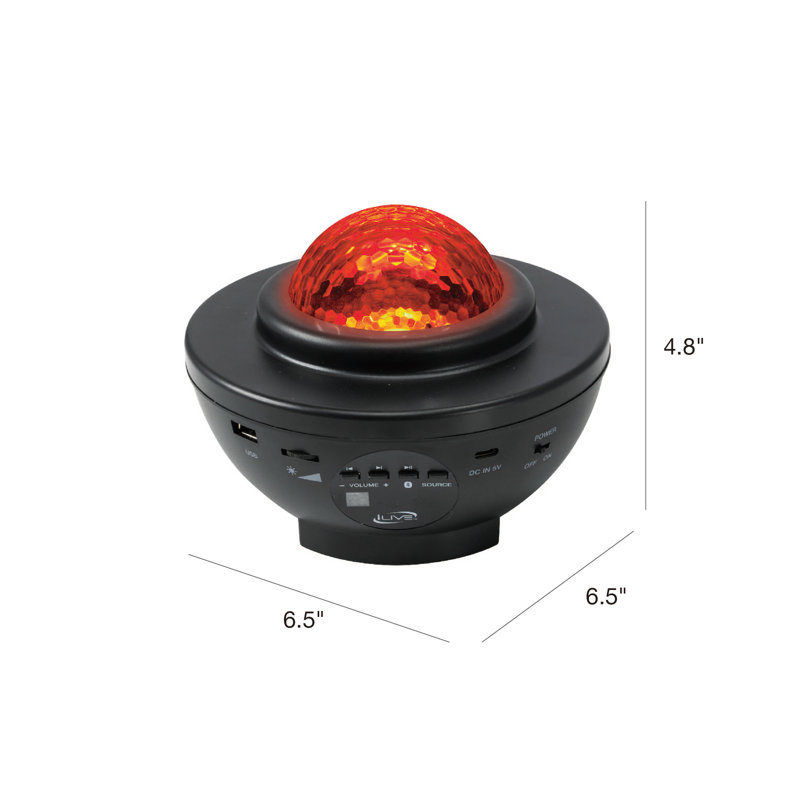 	iLive NightStar Projector with Wireless Speaker, Color Changing LED Lights, Night Sky Star Light Effect, USB Port, Includes Remote Control, Black