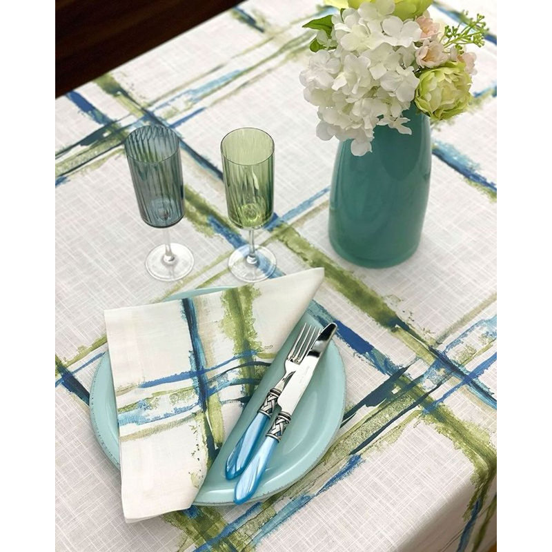 Abstract Grid Geometric Tablecloth, 63" L x 63" W