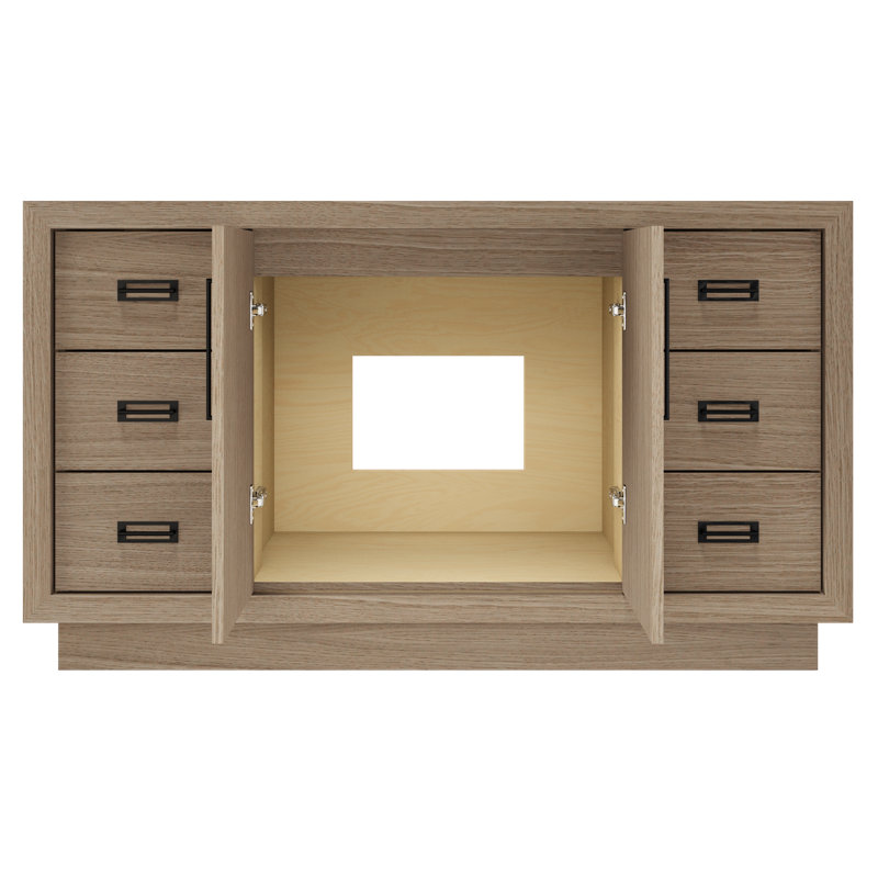 Avalon Single Extra Wide Bath Vanity, Natural Weathered, Matte Black, 60"