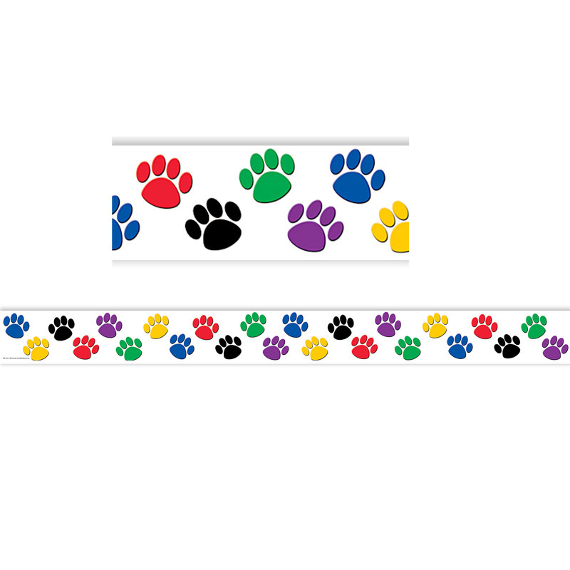Teacher Created Resources Colourful Paw Prints Border Trim, 35 Feet Per Pack, 6 Packs