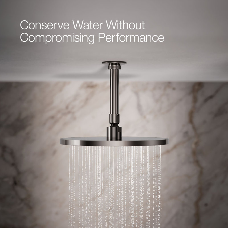 Contemporary Multi Function Rain Shower Head, Vibrant Titanium, Square, 1.75 GPM
