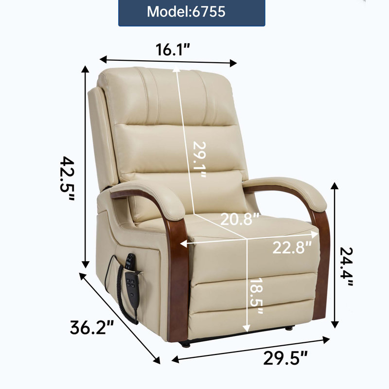 Fauteuil inclinable électrique Power Leatheraire Lift, Beige