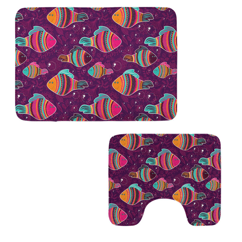  Tapis de salle de bain poisson 2 pièces