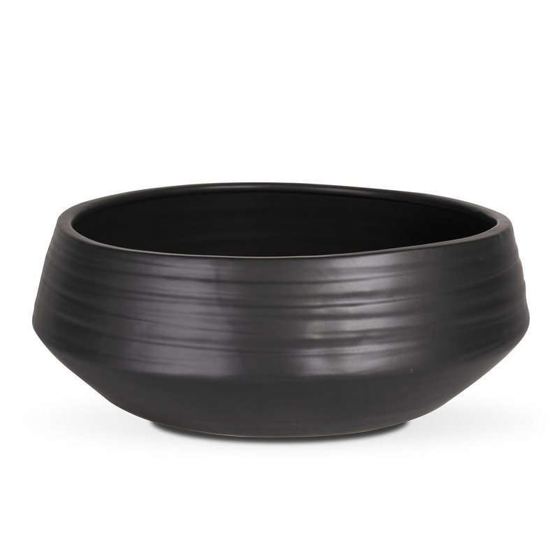 Wimbish Handmade Ceramic Pot Planter, Black, 5" H x 14" W x 14" D