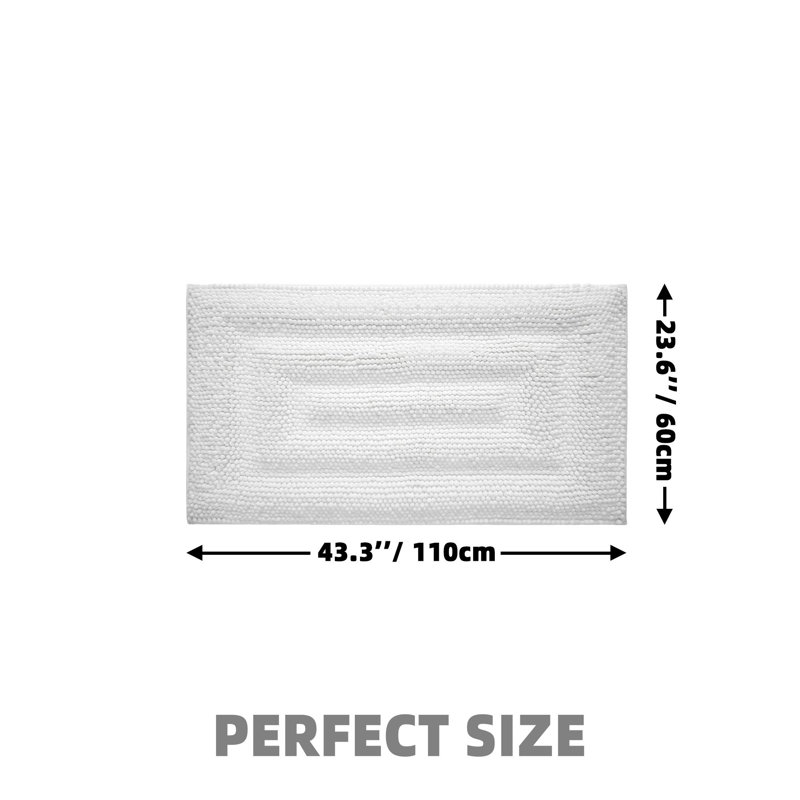 Tapis de bain avec envers antidérapant, Blanc, L 43 po x l 24 po