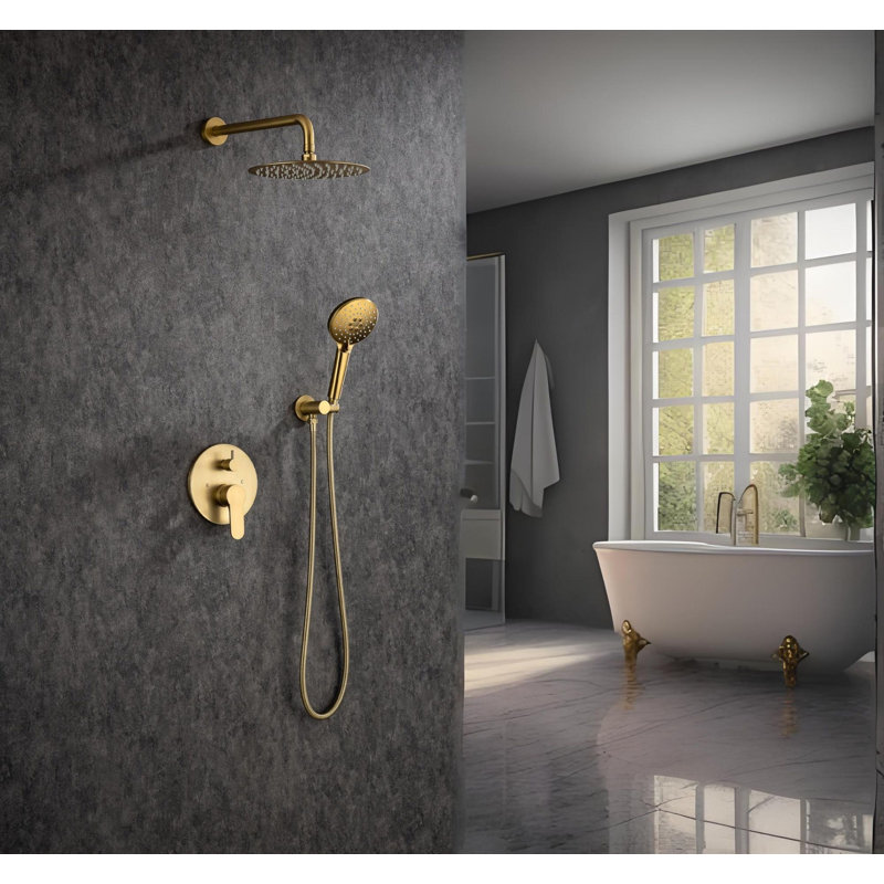 Système de douche complet avec valve brute, Or
