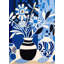 Vases bleus - imprimé floral encadré mat pour la décoration intérieure-333931858-333931861