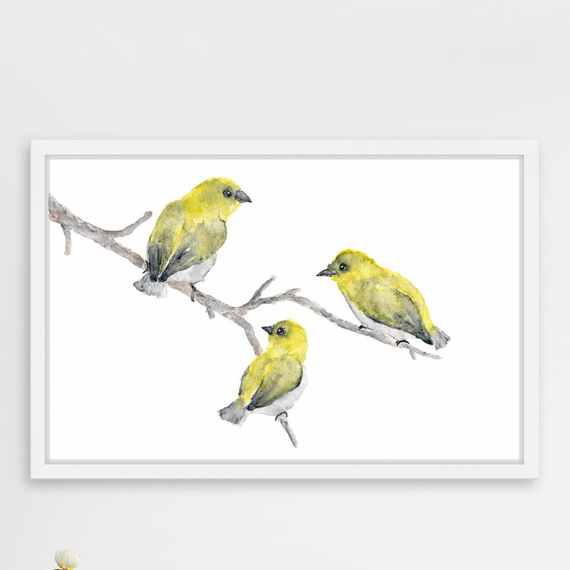 «Yellow Birds» par Thimble Sparrow - reproduction de cadre photo sur papier, H 8 po x l 12 po x P 1,5 po